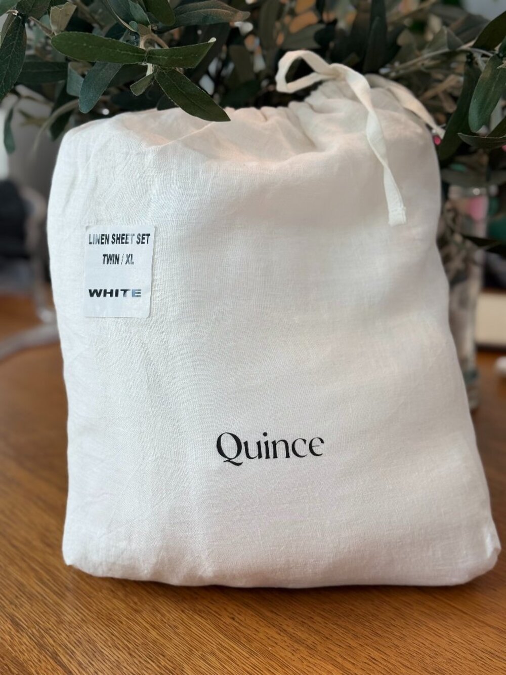 Quince European Linen Sheet Set – Twin XL – White – NEW Without Tags